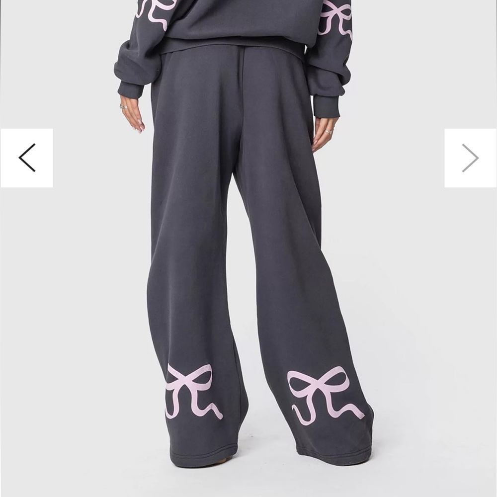 Edikted Black Pants with Pink Bow Accents